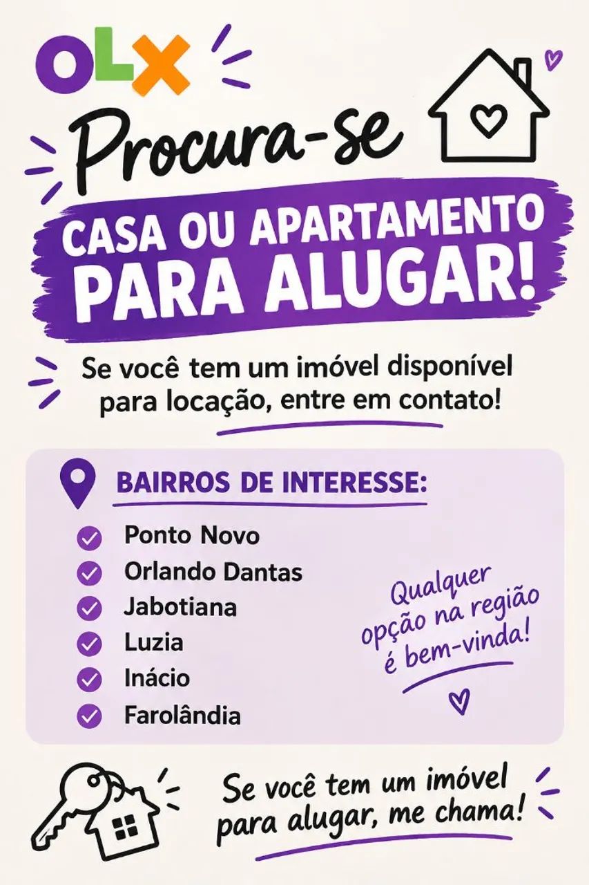 ALUGO CASA OU APARTAMENTO 