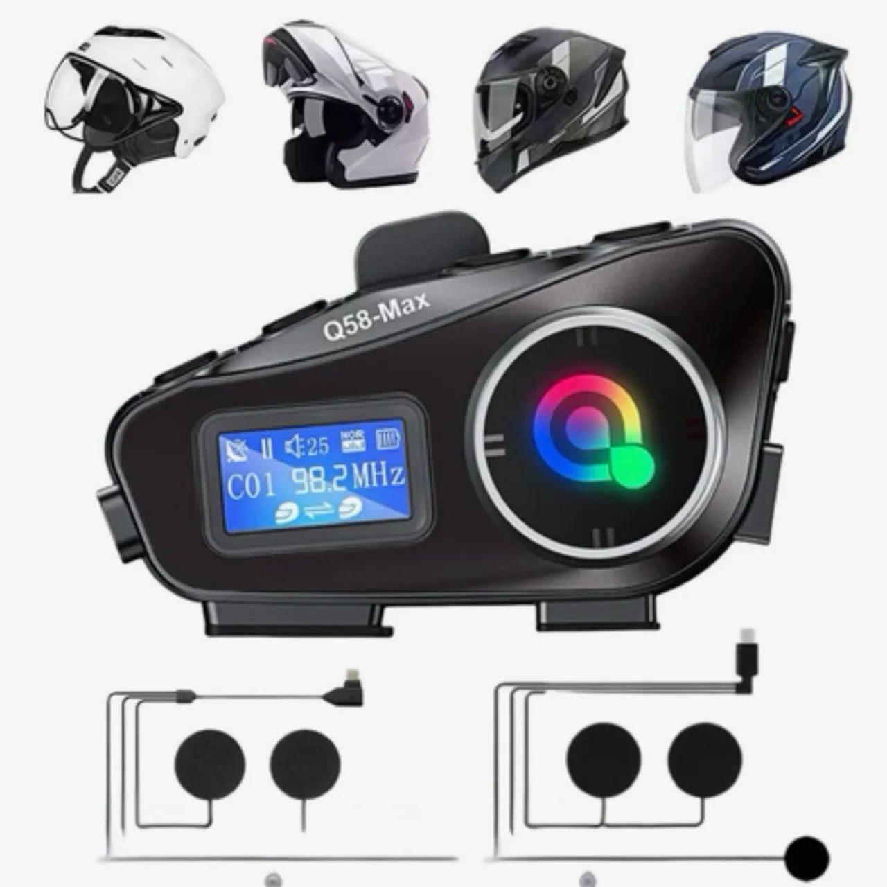 Kit 2 Fone Intercomunicador Capacete Moto Bluetooth Q58