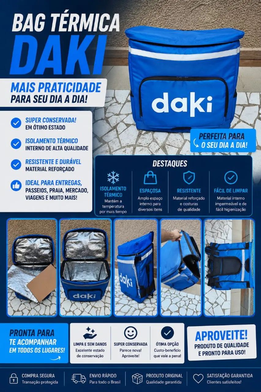 ? Bag de Entrega Térmica Daki - Ótimo Estado!