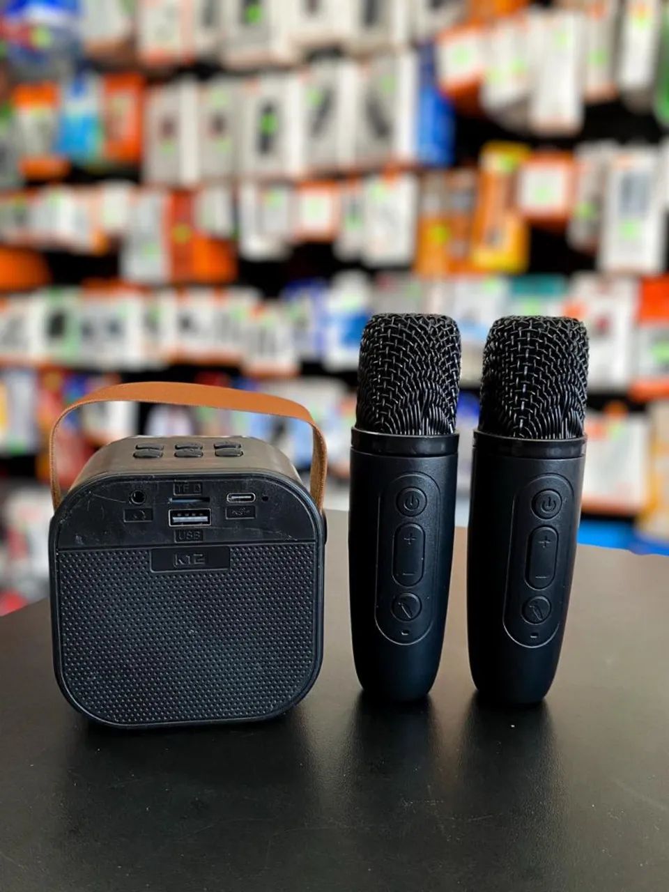 CAIXA DE SOM MINI COM 2 MICROFONES KARAOKÊ <br>?R$ 89,99 - Foto 5