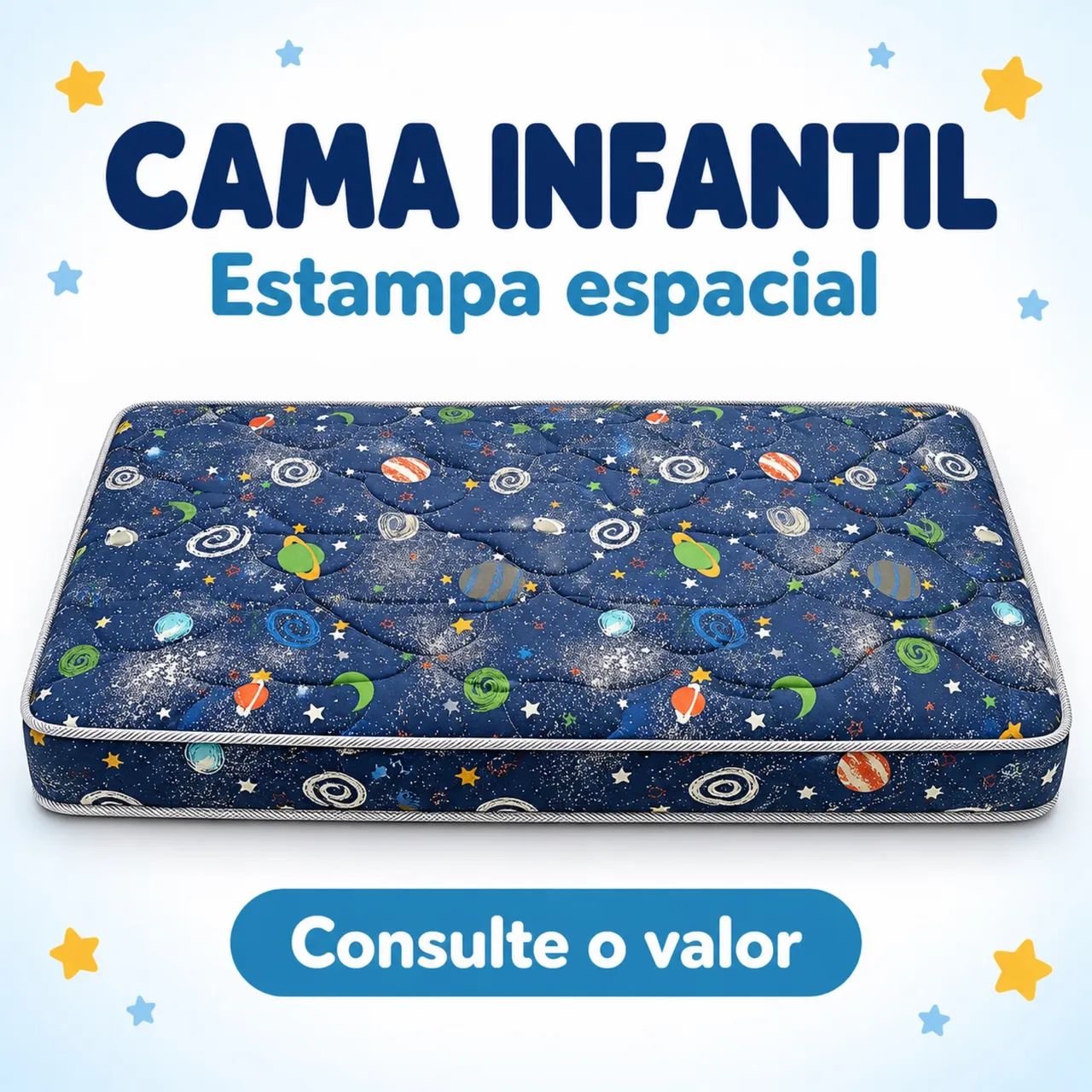 CAMA INFANTIL COM ESTAMPA ESPACIAL