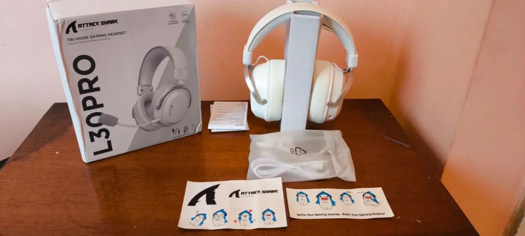Headset Attack Shark L30 Pro Branco | 2.4G + Bluetooth. PC, PS5, Xbox, Nintendo Switch e c - Foto 2