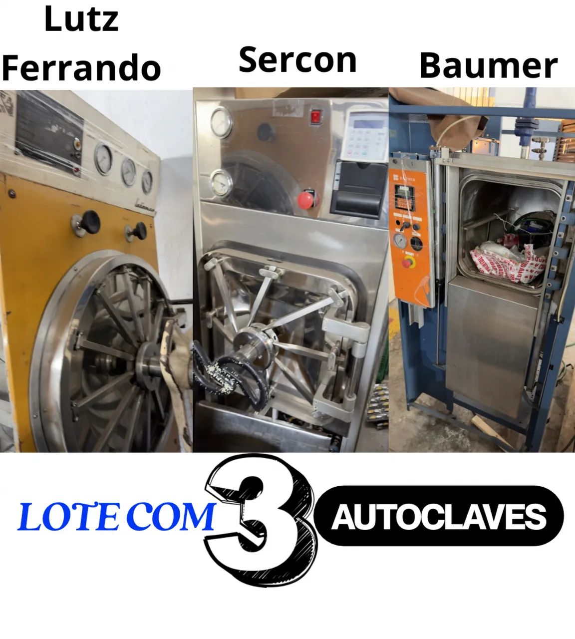 Lote Com 3 Autoclaves Sercon Baumer e Lutz