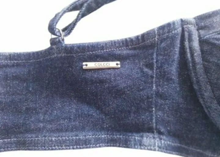 TOP JEANS ESTRUTURADO COM BOJO, MARCA COLCCI. NOVO. - Foto 3