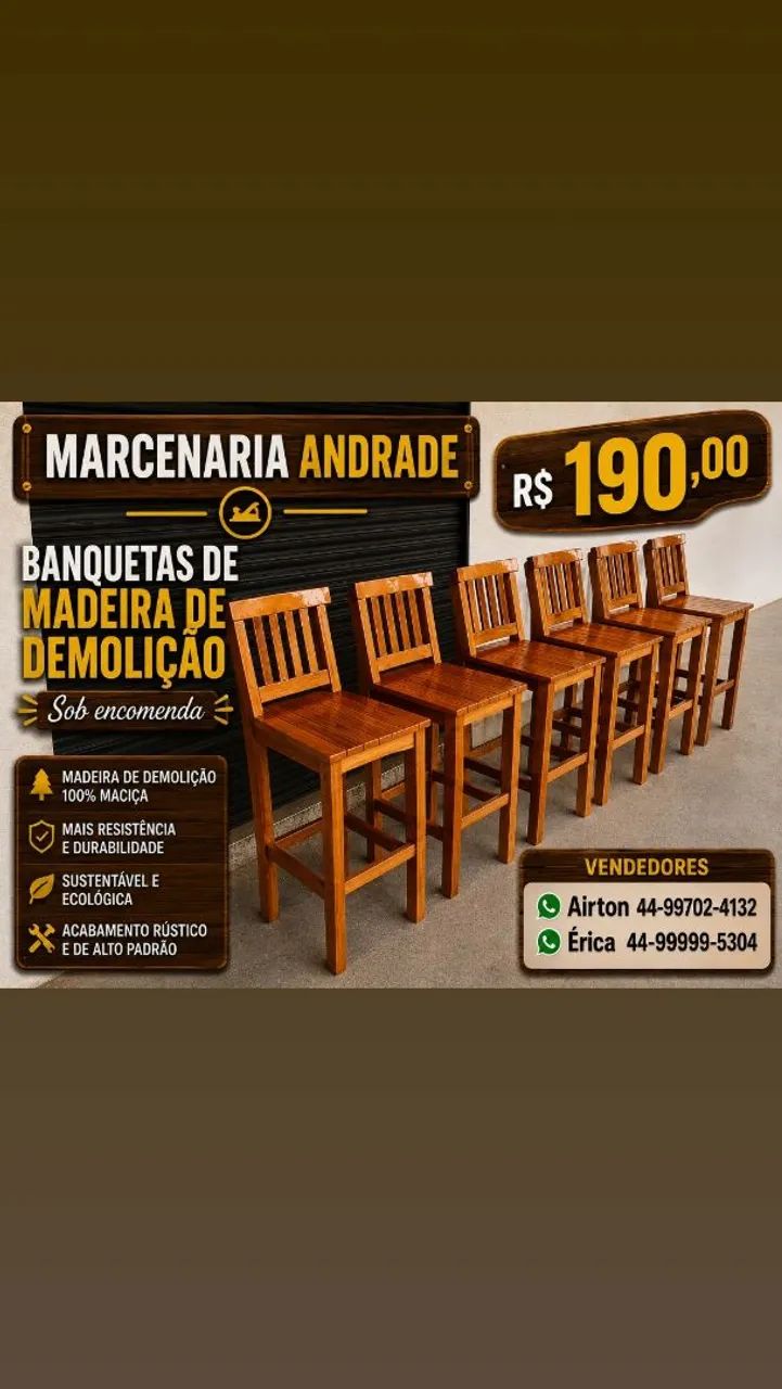 Banquetas de madeira de demolição  - Foto 2