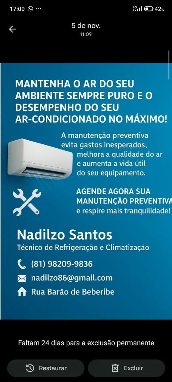 Instalação, manutenção e conserto.