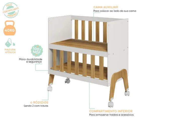 Mini Berço Guti Retro, 100% MDF (Novo) - Foto 5