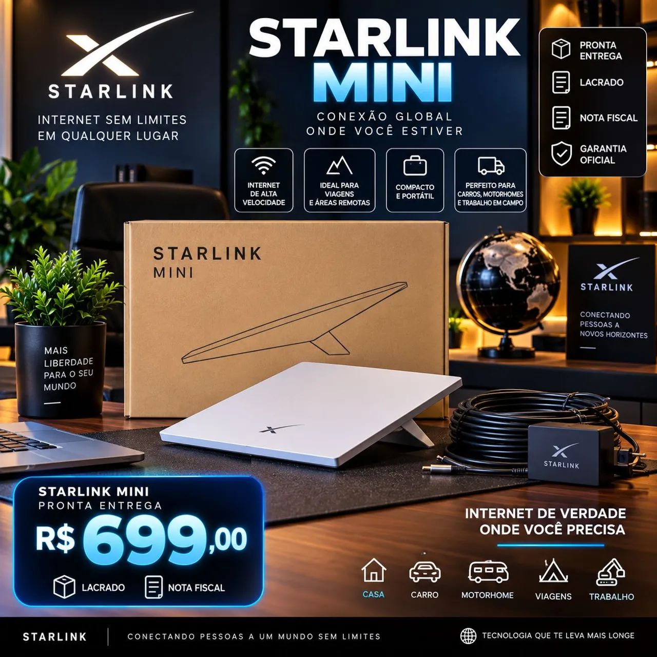 Vendo Antena Starlink Mini Nova (Pronta Entrega + Nota Fiscal)