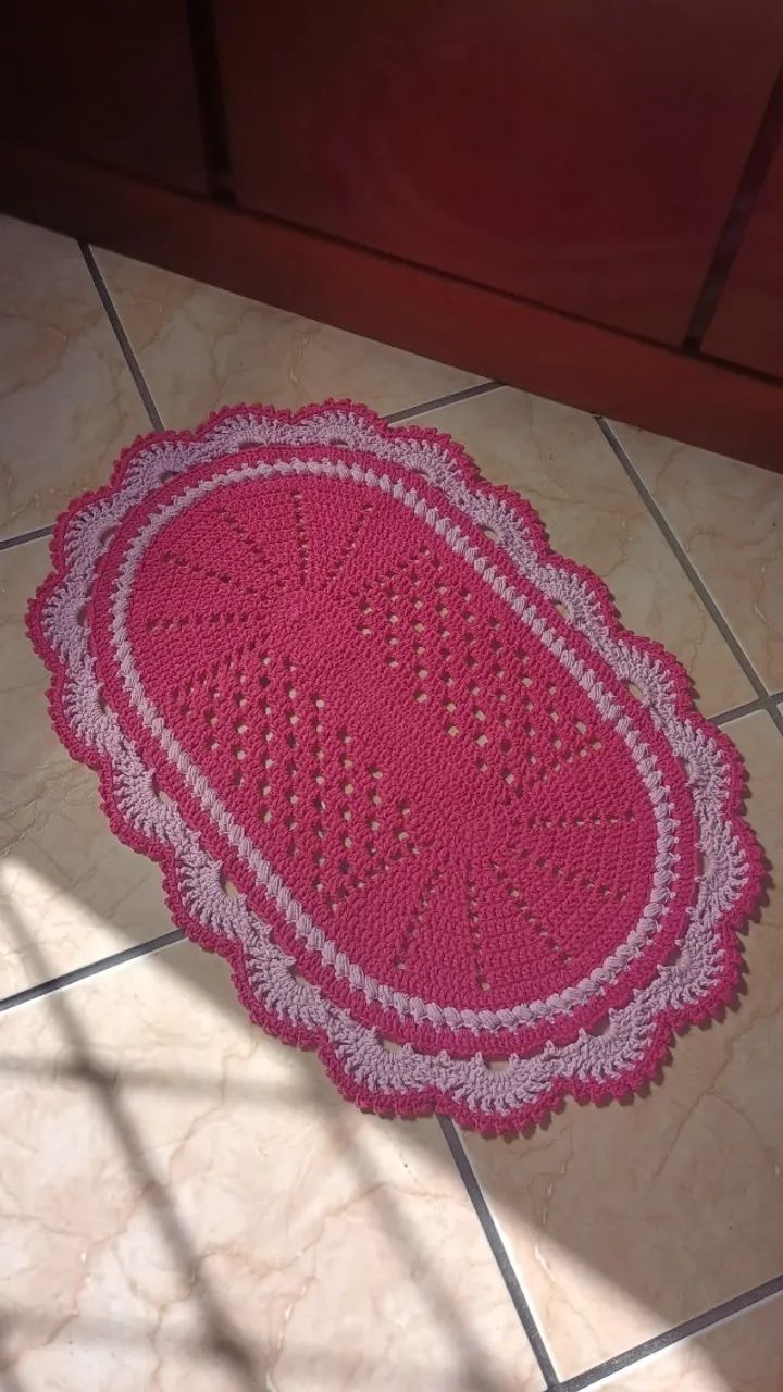 Crochê - tapete rosa