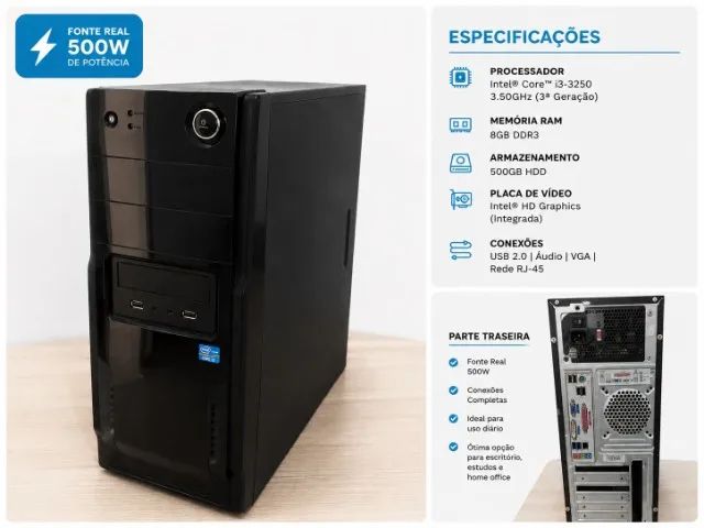 Computador Intel Core I3-3250 8GB 500GB HDD  - Foto 3