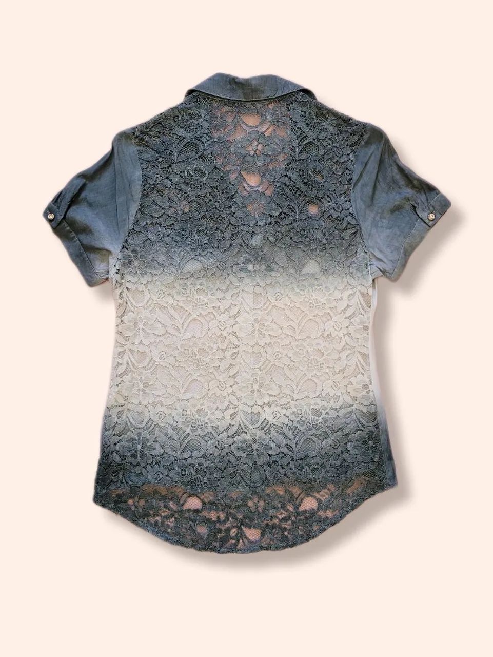 Camisa de Renda Degradê Manga Curta M - Foto 2