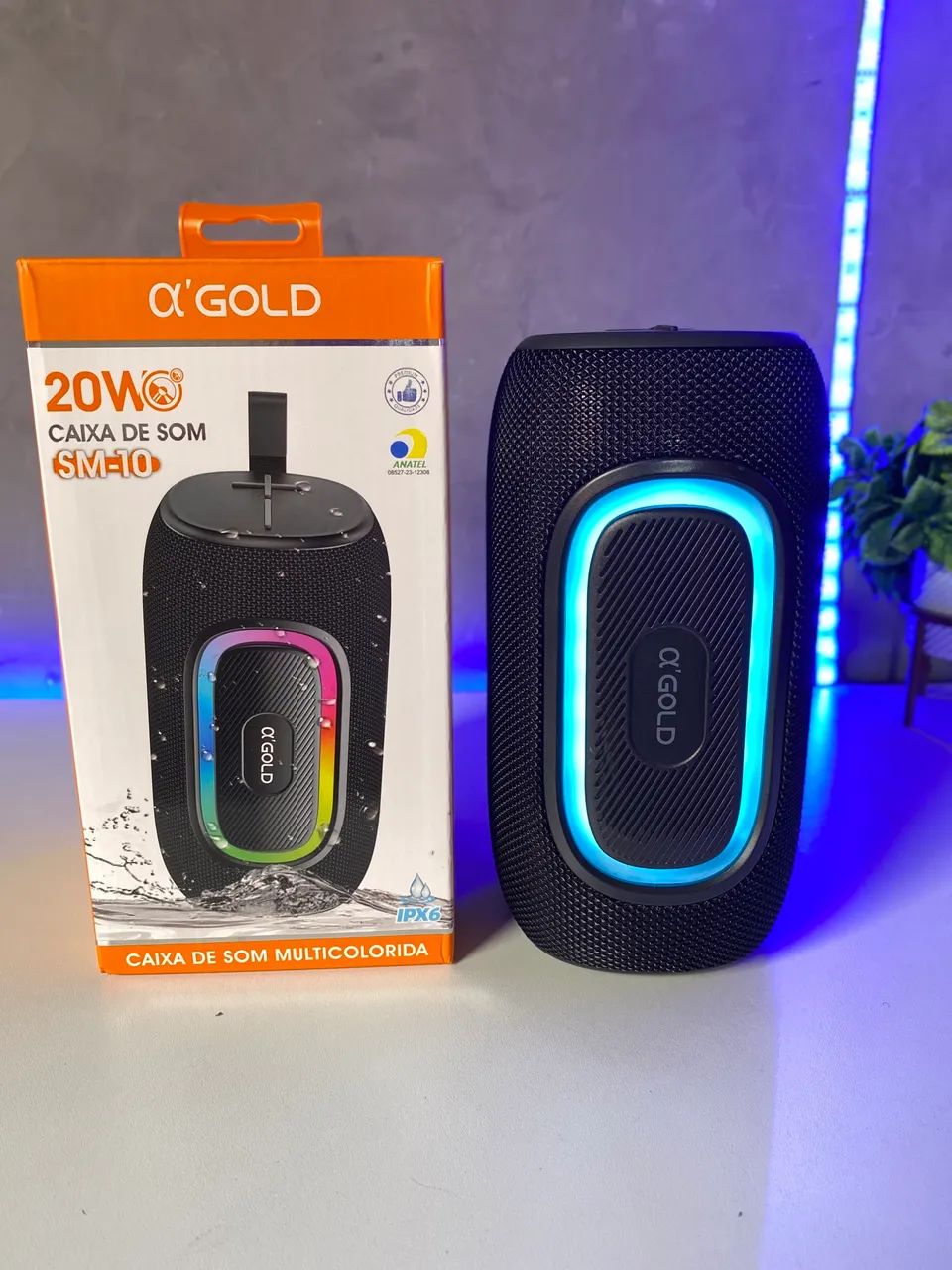 Caixa de som com Led nova 