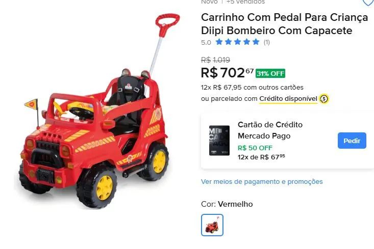 Carrinho de Bombeiro com pedal - Foto 4