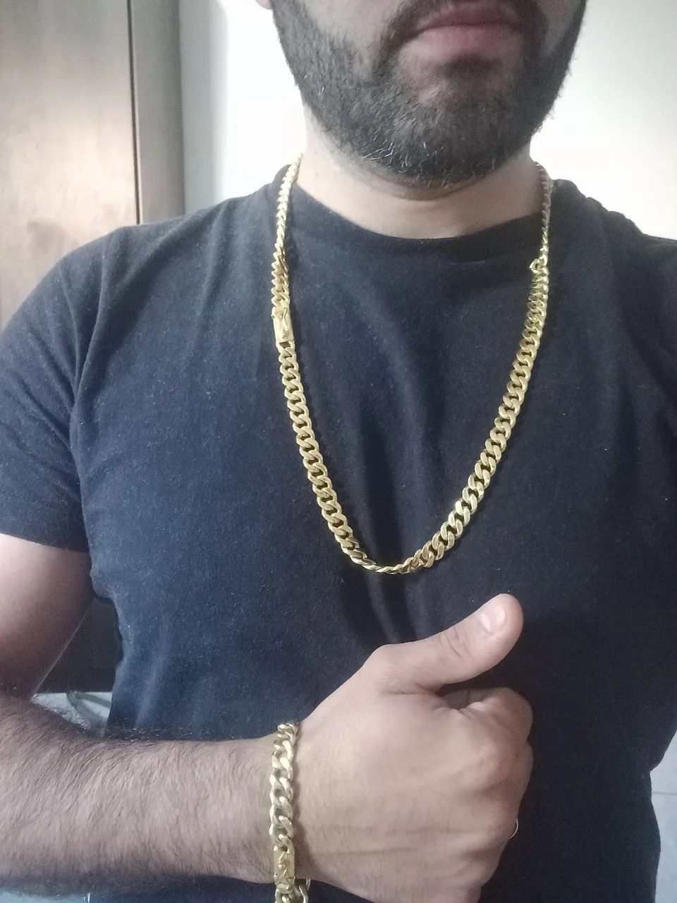 Conjunto de corrente e pulseira banhado a ouro 18k - marca Invictus - Foto 4