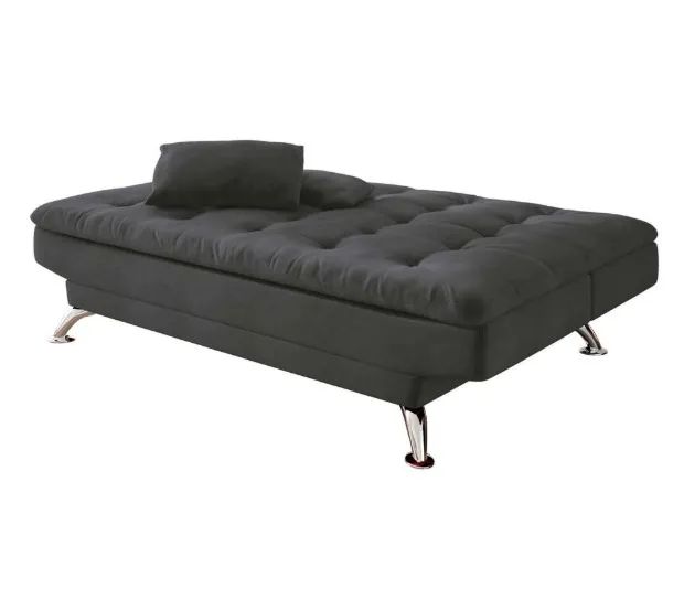 Sofá-Cama 3 Lugares Suede Cinza - Foto 2