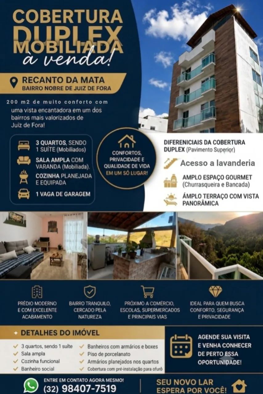 Recanto da Mata Cobertura Mobiliada 3 quartos 