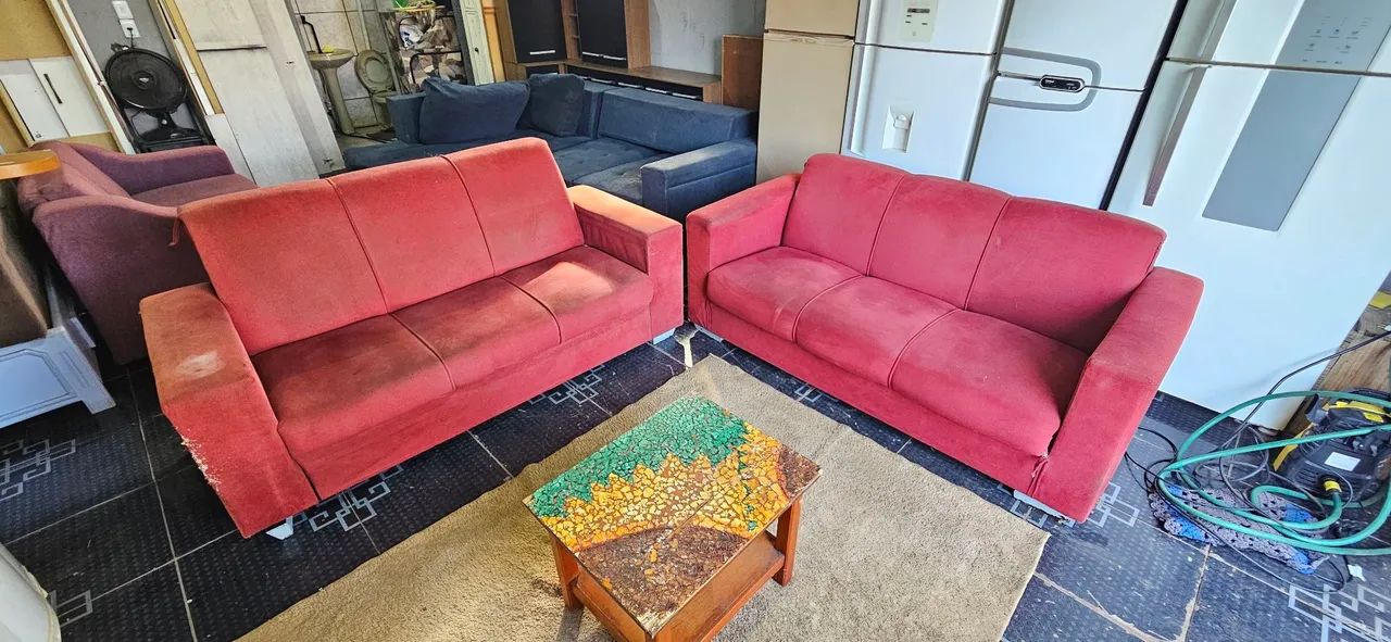 sofa 2 e 3 lugares usados marcas de uso ( ENTREGA GRÁTIS ) - Foto 3