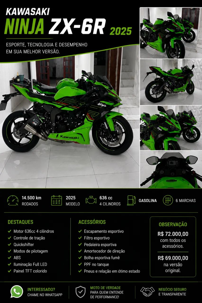 Motos Kawasaki Ninja Zx-6r 636cc 2025 no Brasil