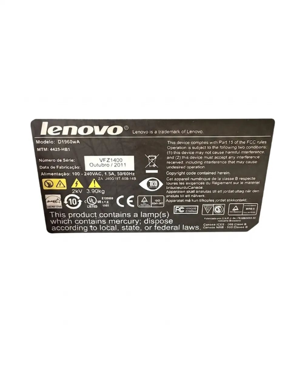 Monitor 18.5' Lcd D1960wa Lenovo  - Foto 2