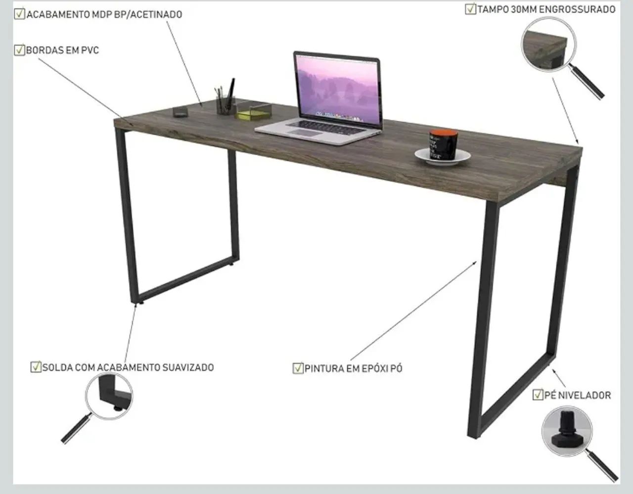Mesa Industrial de Escritório nova (nunca aberta)  - Foto 2