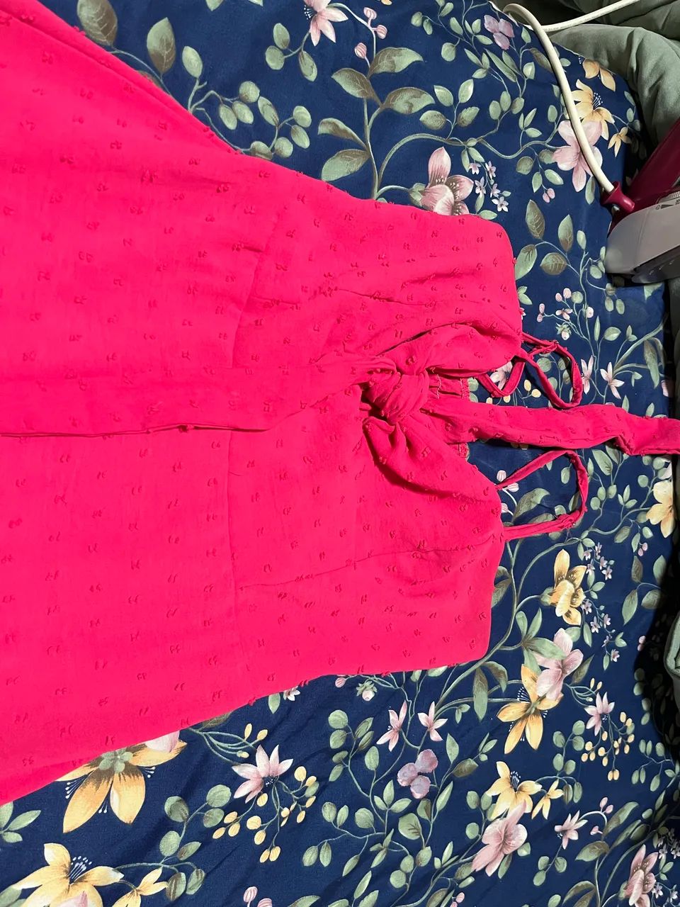 Vestido Longo Rosa Pink com Amarração e Textura Poá - Foto 2