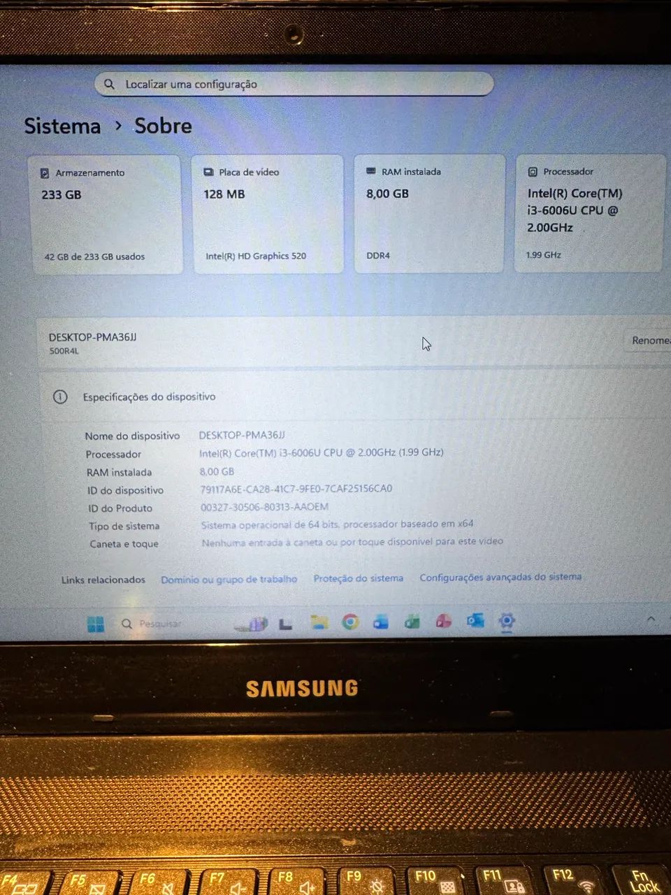 Notebook SAMSUNG I3 6ªGen - SSD BARATO!! OPORTUNIDADE!! - Foto 3
