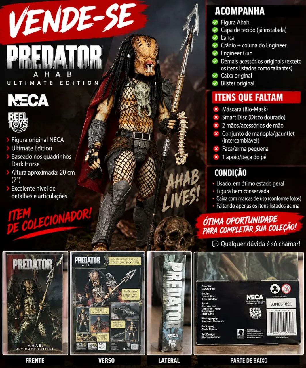 Predator Ahab Ultimate Edition NECA Original + Caixa