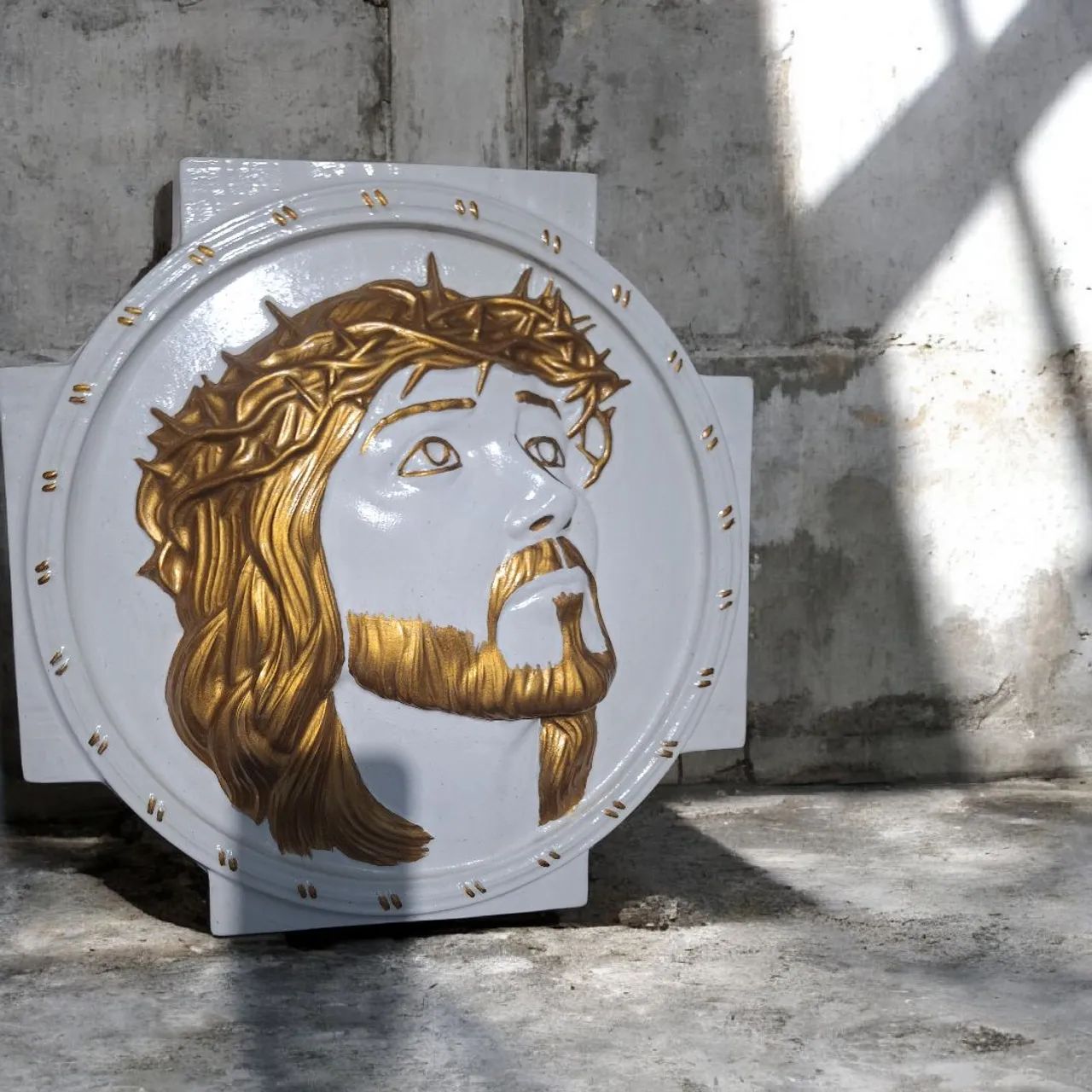 Quadro Jesus Cristo 3d 41x41x8 de gesso 