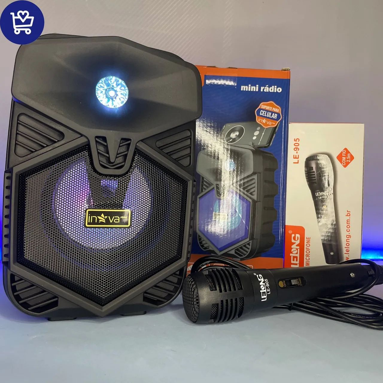 Caixa de som Bluetooth led com microfone 