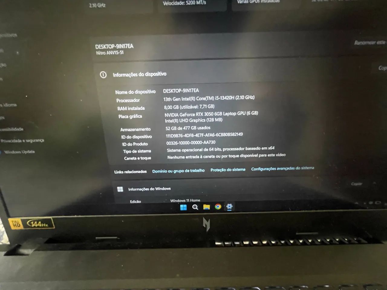 Vendo Acer nitro V15