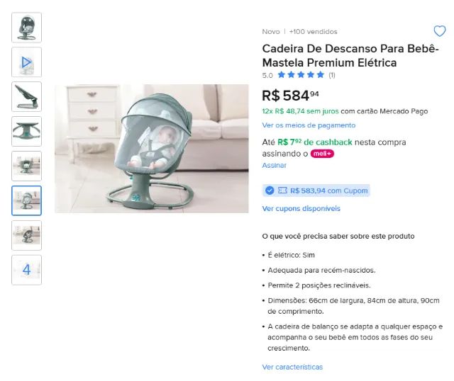 Cadeira De Descanso Para Bebê- Mastela Techno Premium Elétrica muito nova