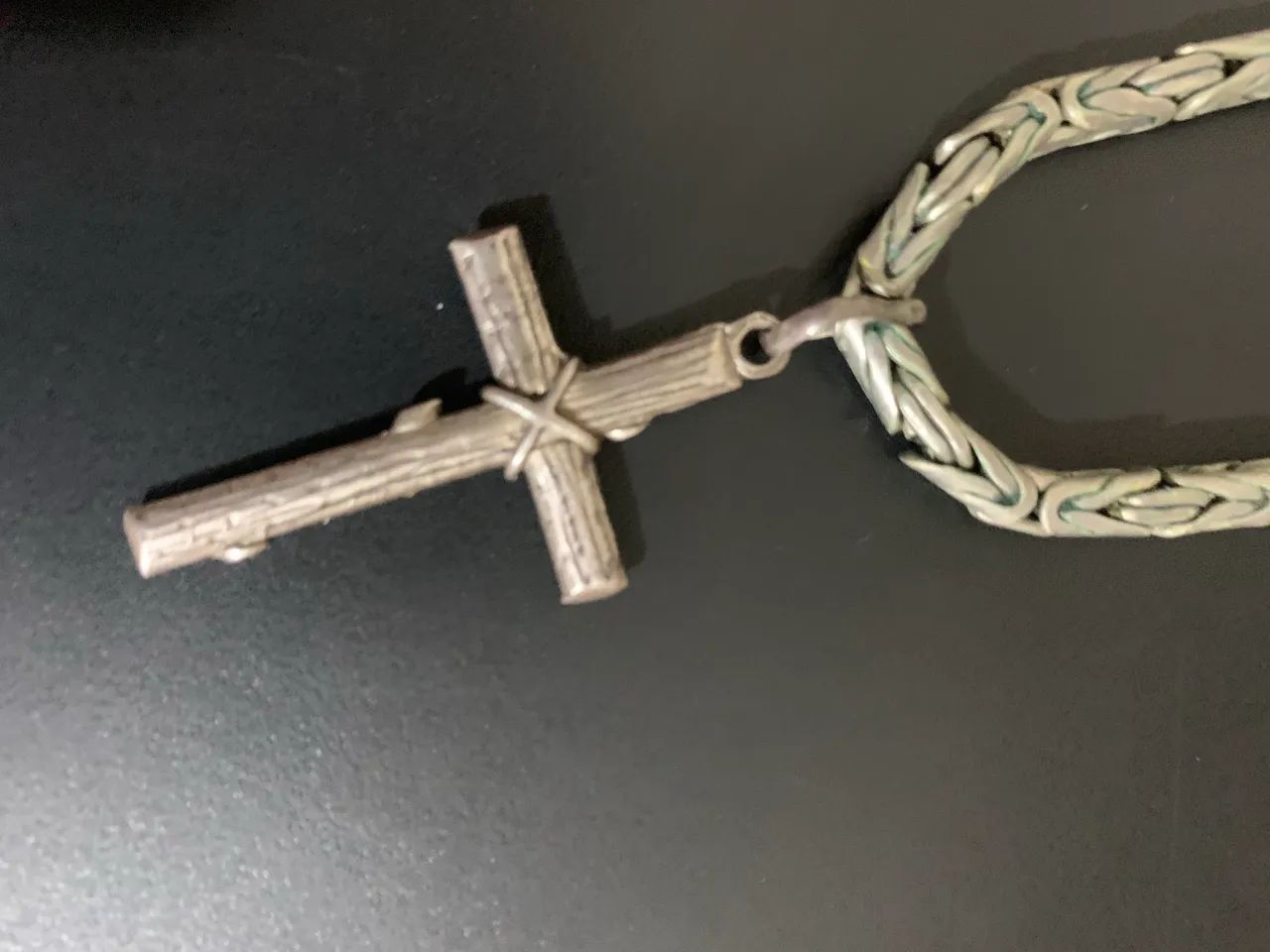Corrente de BALI ponto peruano prata 950 com crucifixo  - Foto 3
