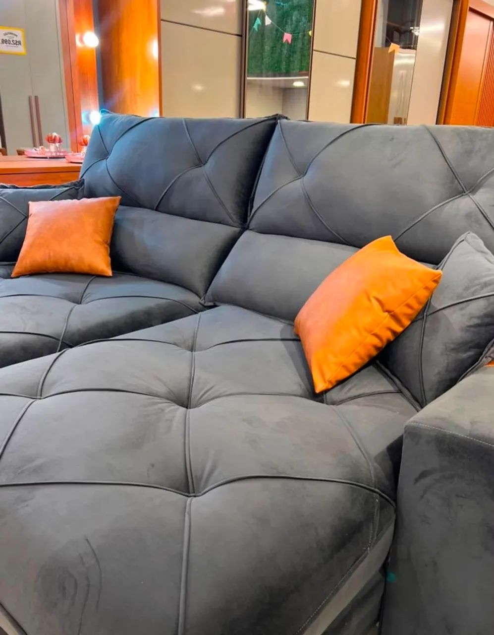 Sofá retrátil e reclinável Gran bello 2,50m Espuma D33 Com Molas ensacadas  - Foto 5