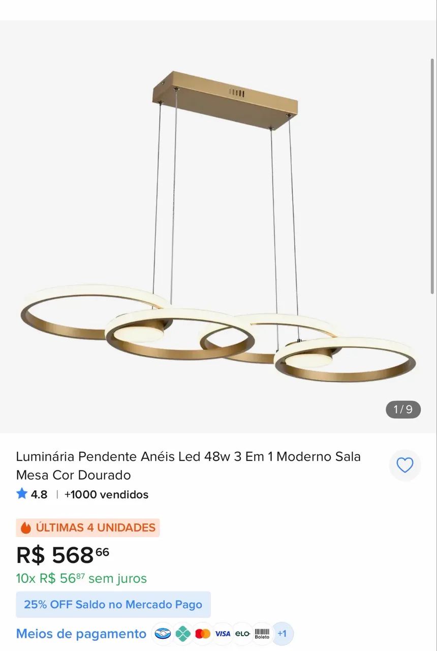 Luminária pendente anéis  - Foto 5