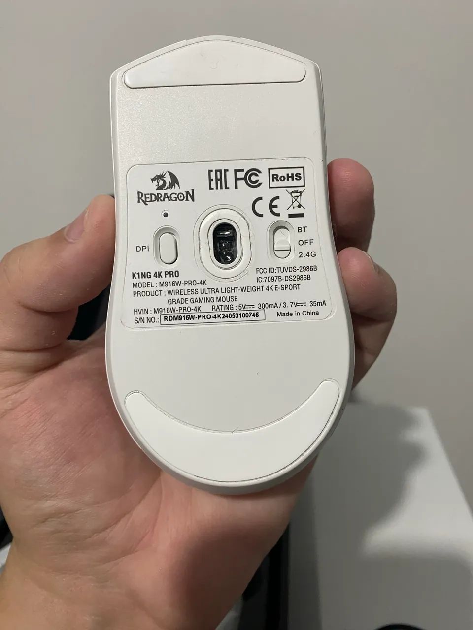 Mouse Redragon King Pro 4K Branco | PAW3395 | 4000Hz | NF + Caixa | Impecável - Foto 5