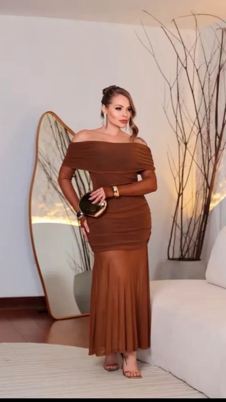 Vestido midi tule - ombro a ombro forrado  - Foto 3