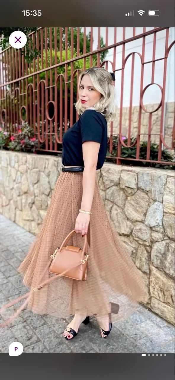 Saia midi tule poa - Foto 4