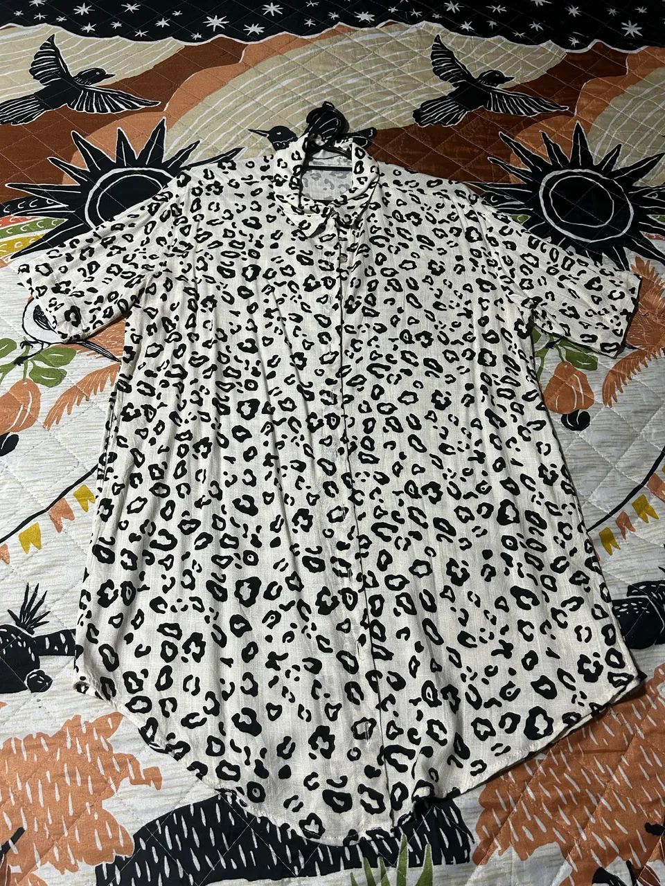 Camisa animal print em viscose com linho - Foto 5