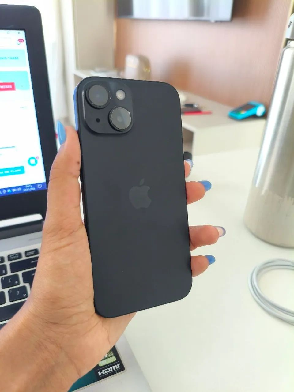 I Phone 15 , preto com 128 gigas Impecável  - Foto 3