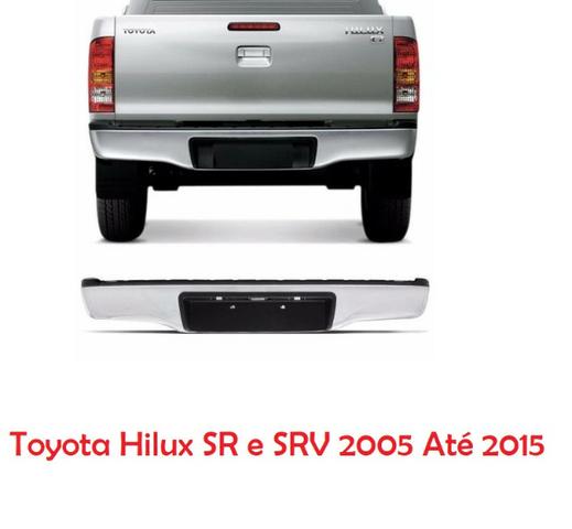 Parachoque Traseiro Cromado Toyota Hilux SR e SRV 2005 Até 2015 Com Luz e Suporte de Placa