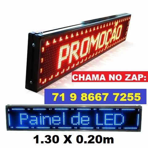 Letreiro Digital Painel de Led Azul ou Vermelho Luminoso 1,30 x 0,20m c/ Usb (Novo)