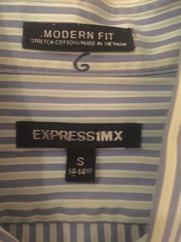 Camisa Social Express 1mx Modern Fit Listrada Azul/Branco Tamanho P (14/14,5) Impecável! - Foto 2