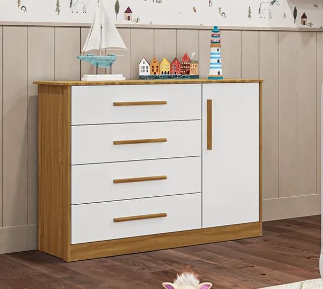 Comoda Charlo Liso, 100% MDF - Peroba - Foto 2