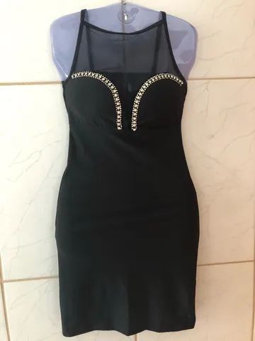 Vestido preto com strass (P)