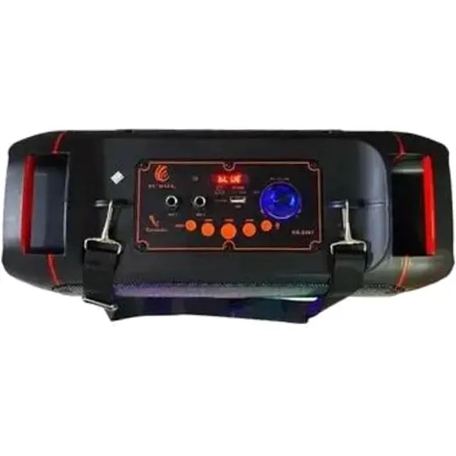 Caixa De Som Alto Falante Bluetooth Amplificada LED Usb Fm Pen Drive Aux Karaokê Microfone - Foto 4
