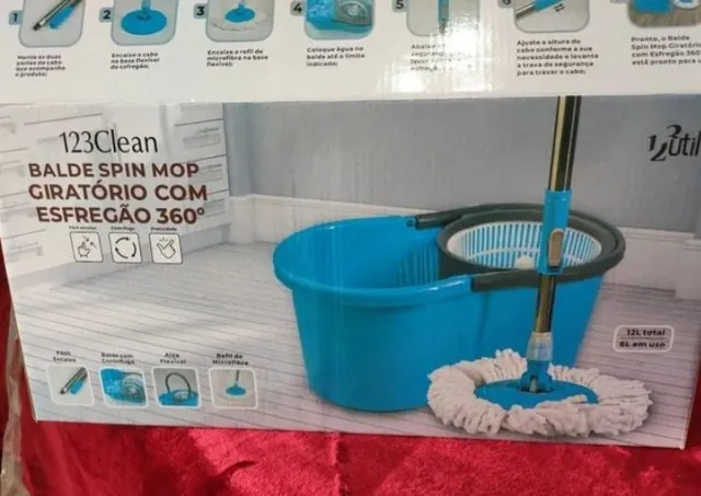 Mop Clean Esfregão 360° Limpeza Centrífuga 6L Giratório em