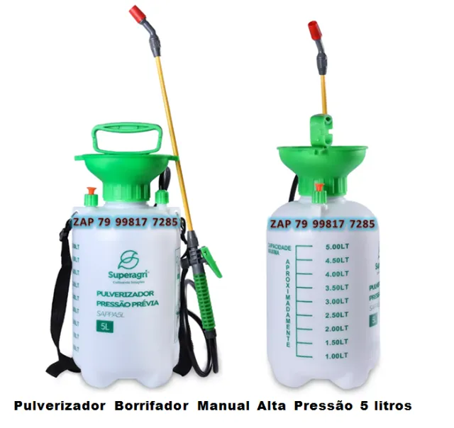 Pulverizador Borrifador Manual de Alta Pressão 5 litros, com Alça