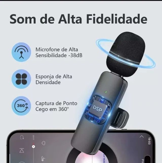 Microfone Sem Fio Tipo-c Lapela Celular Profissional - Foto 4