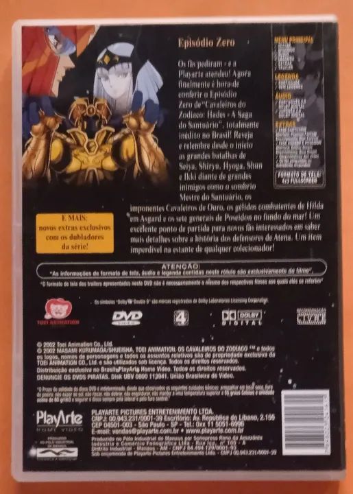 Dvd Os Cavaleiros do Zodíaco - Episódio Zero - Hobbies e coleções