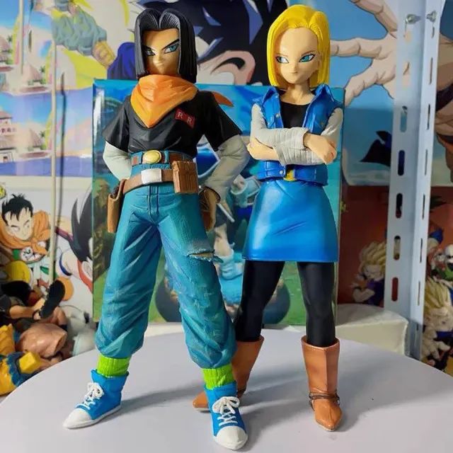 Kit 2 Action Figure Androide 17 e Número 18 - Dragon Ball Z